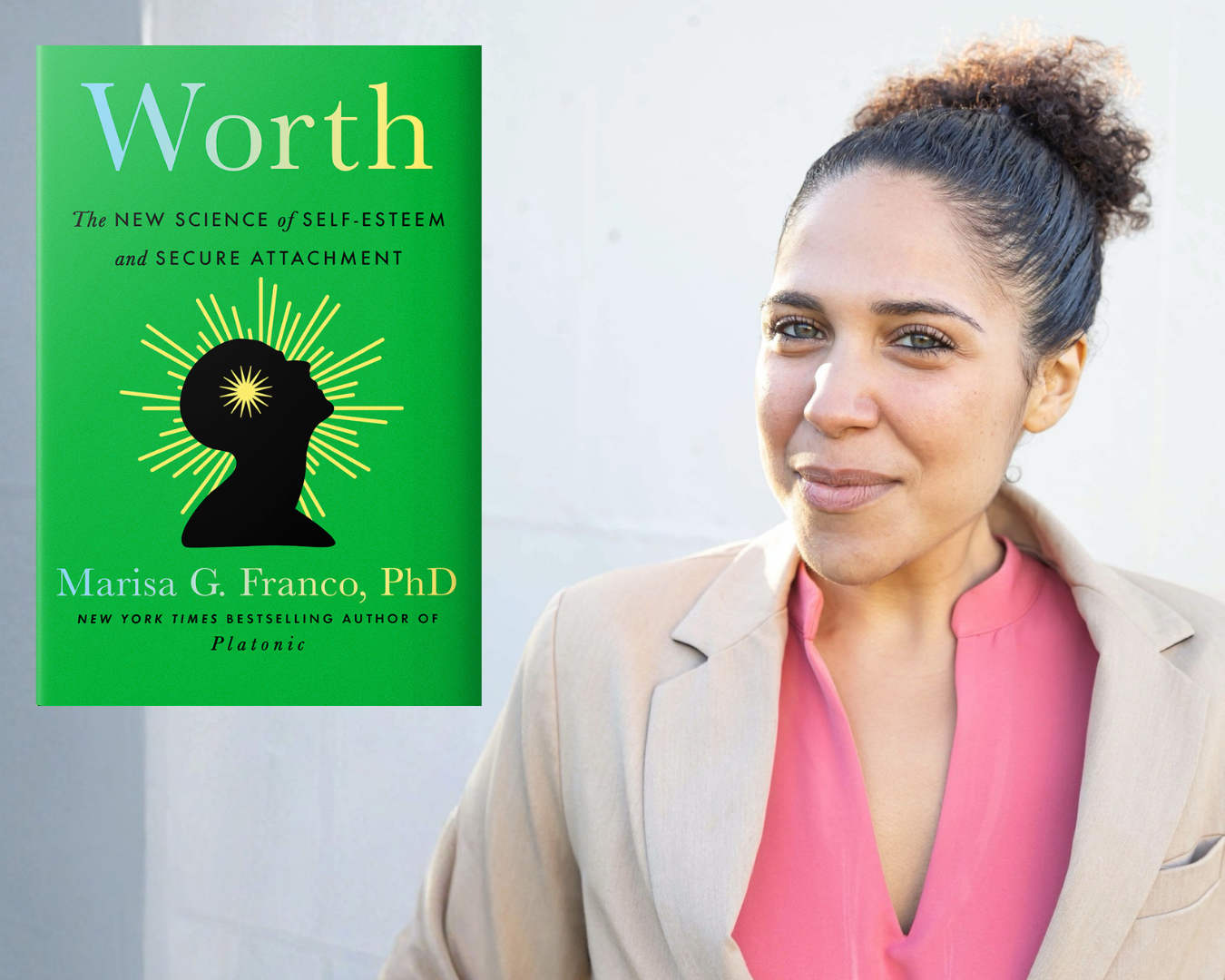 Dr. Marisa Franco next to her new book "Worth"