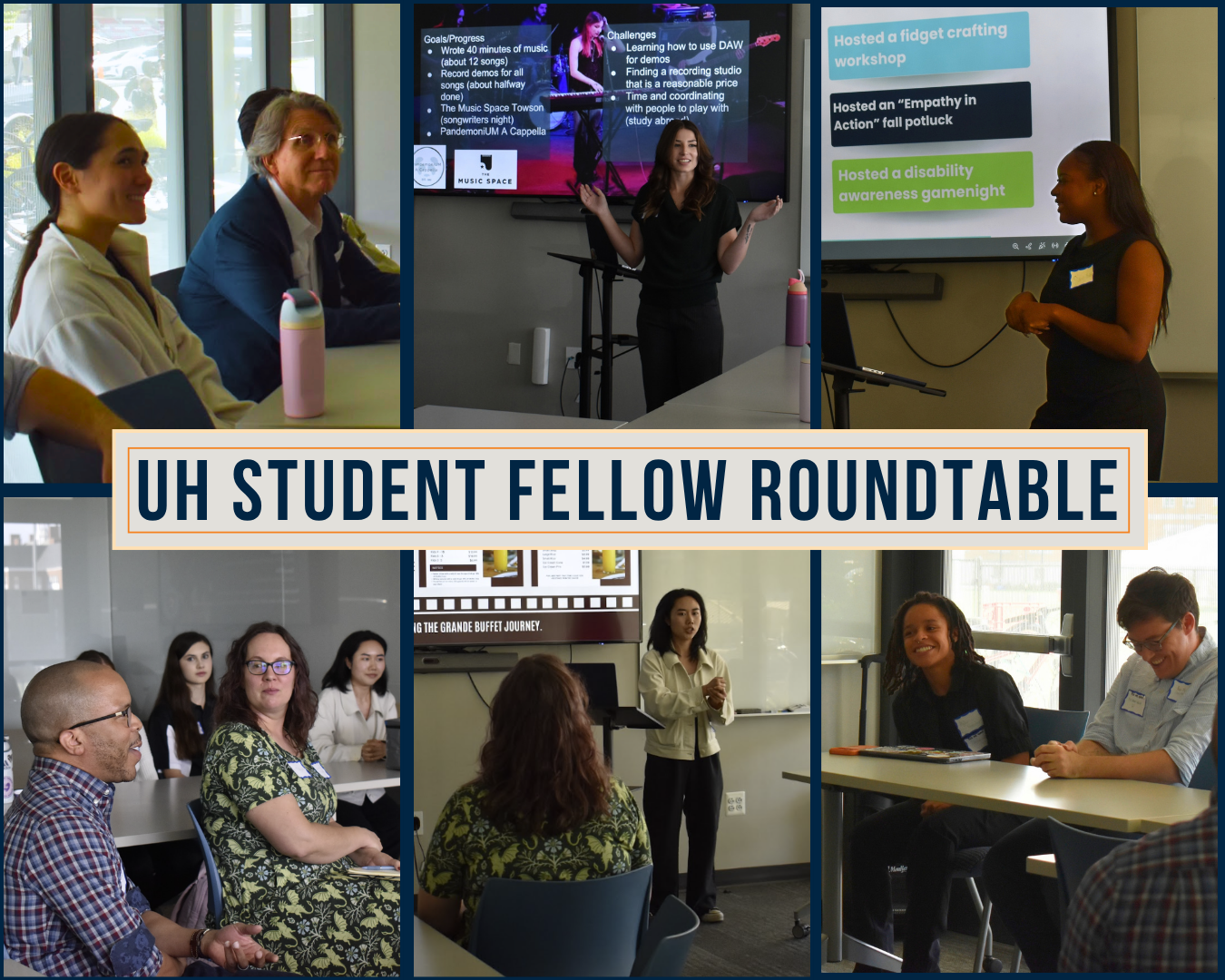 Collage of students, faculty, and staff at the UH Student Fellows Roundtable